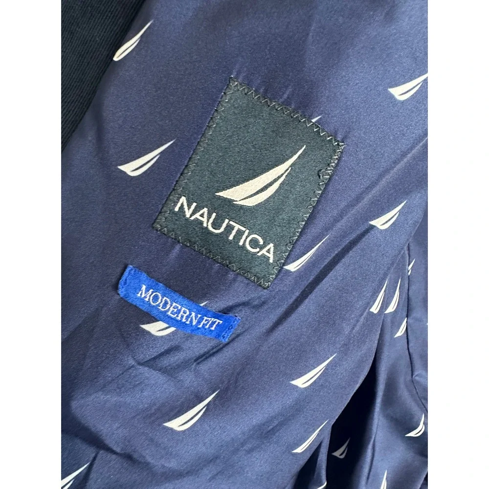 NWT Nautica Blazer 44R Modern Fit Navy Corduroy Elbow Patch Active Stretch